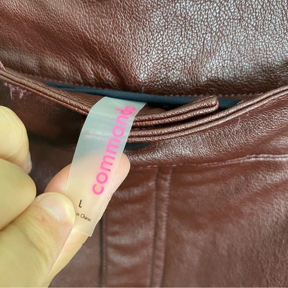 Commando Oxblood Red High Waisted Faux Leather Five Pocket Straight‎ Leg Pant L